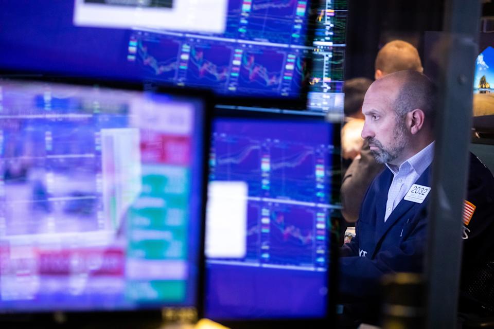 A trader works at the NYSE Stock Exchange in New York, US, May 5, 2022. US stocks fell on Thursday as heavy selling intensified on Wall Street.  The Dow Jones Industrial Average fell 1,063.09 points, or 3.12 percent, to 32,997.97 points.  The Standard & Poor's 500 Index fell 153.30 points, or 3.56 percent, to 4,146.87 points.  The Nasdaq Composite Index fell 647.17 points, or 4.99 percent, to 12,317.69 points.  (Photo by Michael Nagle/Xinhua via Getty Images)
