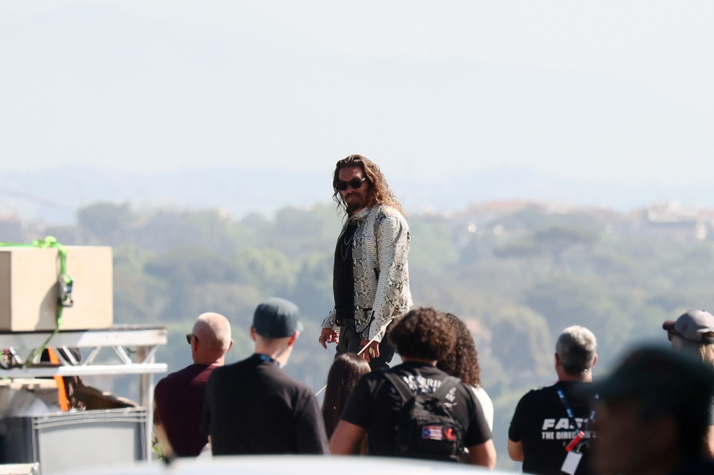 Jason Momoa in Italy filming the latest version of "The Fast and the Furious" Franchise business.