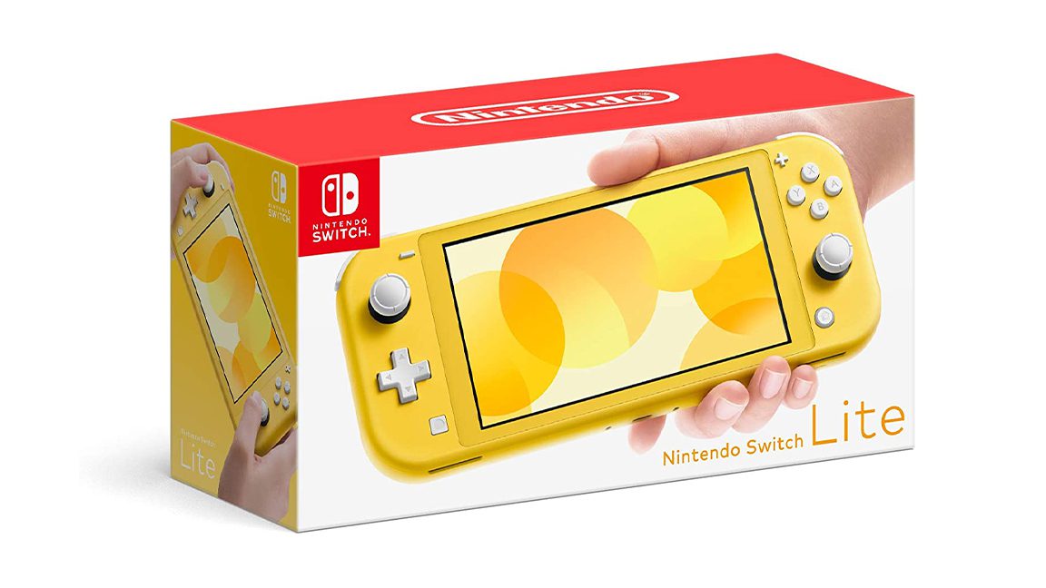 Picture of a yellow box for the Nintendo Switch Lite