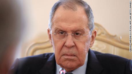 Russian Foreign Minister Sergei Lavrov attends a meeting with the United Nations Secretary-General in Moscow on April 26, 2022.  