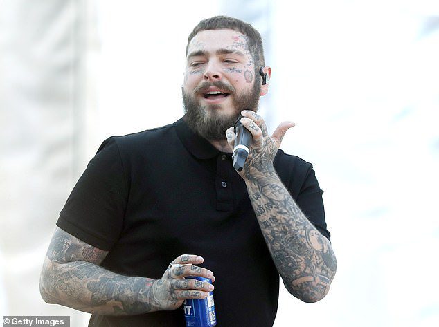 Wounded: Post Malone, 27, was injured in the middle of his Saturday night show while playing at the Enterprise Center in St. Louis