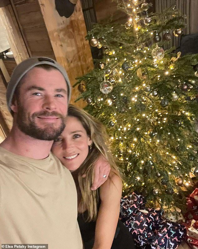 Hollywood star Chris Hemsworth and his wife Elsa Pataky (pictured) posted a funny video Saturday about a holiday tradition with a high risk factor.